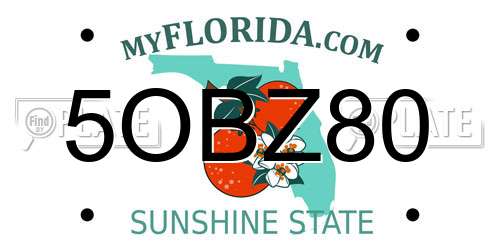 5OBZ80 Florida License Plate