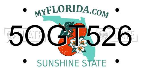 5OGT526 Florida License Plate