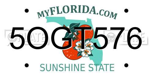 5OGT576 Florida License Plate