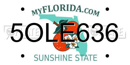 5OLE636 Florida License Plate