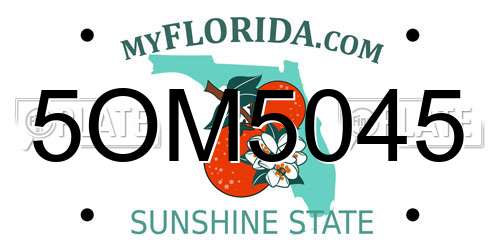 5OM5045 Florida License Plate
