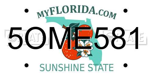 5OME581 Florida License Plate