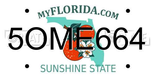 5OME664 Florida License Plate