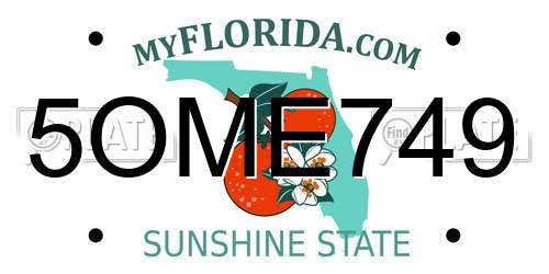 5OME749 Florida License Plate