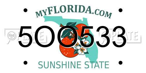 5OO533 Florida License Plate