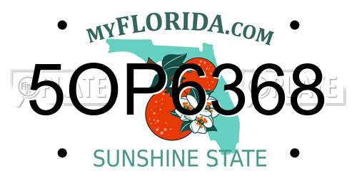 5OP6368 Florida License Plate