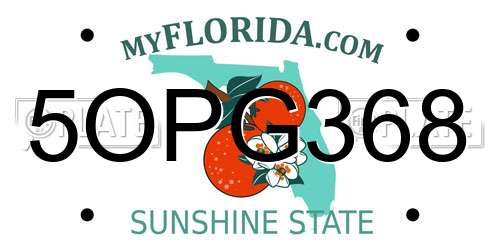5OPG368 Florida License Plate