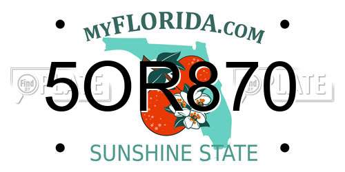 5OR870 Florida License Plate