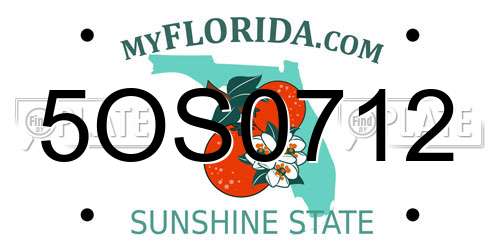 5OS0712 Florida License Plate