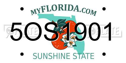 5OS1901 Florida License Plate