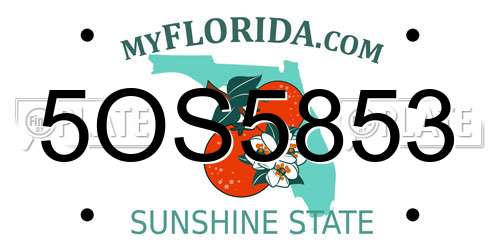 5OS5853 Florida License Plate