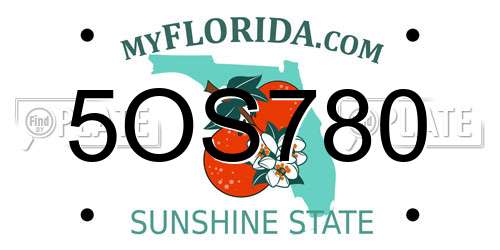 5OS780 Florida License Plate