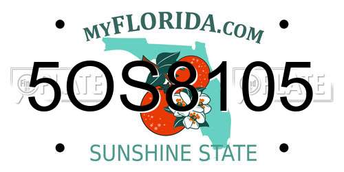5OS8105 Florida License Plate