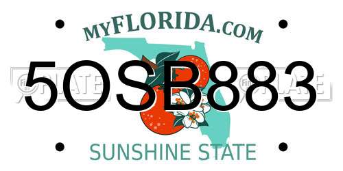 5OSB883 Florida License Plate