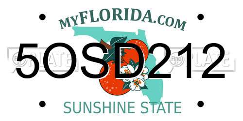 5OSD212 Florida License Plate