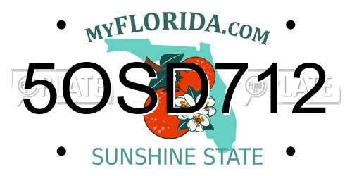 5OSD712 Florida License Plate