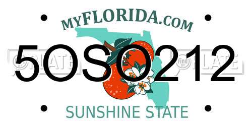 5OSO212 Florida License Plate