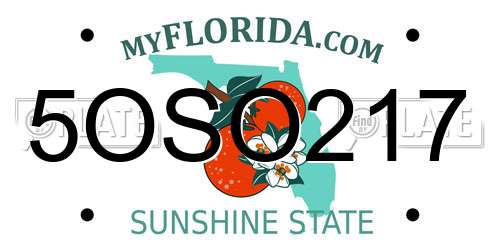 5OSO217 Florida License Plate
