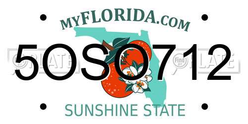 5OSO712 Florida License Plate