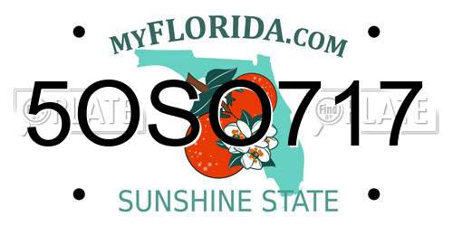 5OSO717 Florida License Plate