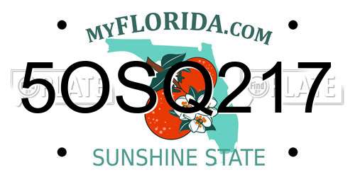5OSQ217 Florida License Plate