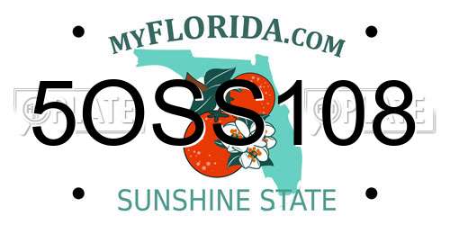 5OSS108 Florida License Plate