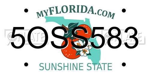 5OSS583 Florida License Plate