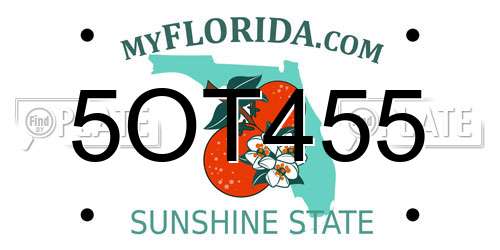 5OT455 Florida License Plate