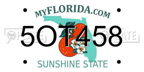 5OT458 Florida License Plate