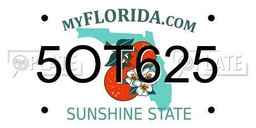 5OT625 Florida License Plate
