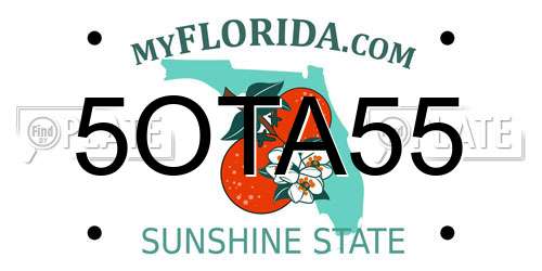 5OTA55 Florida License Plate