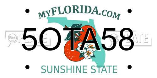 5OTA58 Florida License Plate