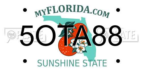 5OTA88 Florida License Plate