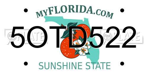 5OTD522 Florida License Plate
