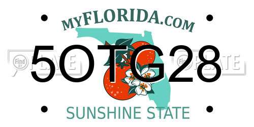 5OTG28 Florida License Plate