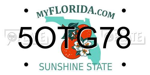 5OTG78 Florida License Plate