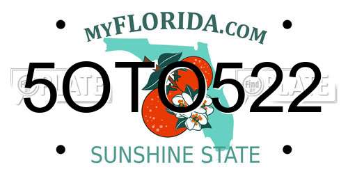 5OTO522 Florida License Plate