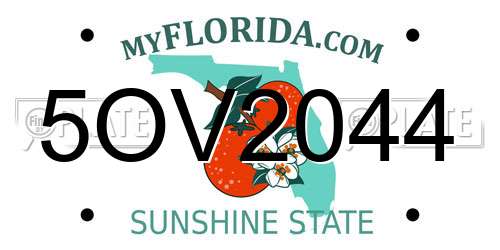 5OV2044 Florida License Plate