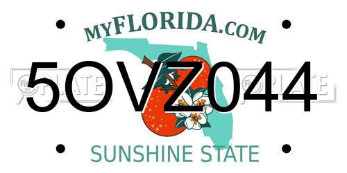 5OVZ044 Florida License Plate
