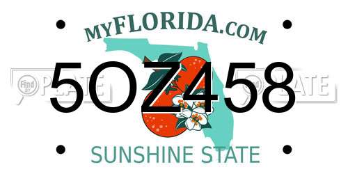 5OZ458 Florida License Plate