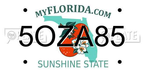 5OZA85 Florida License Plate