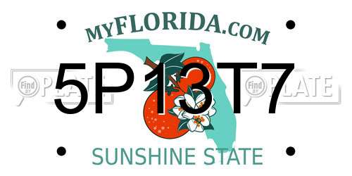 5P13T7 Florida License Plate