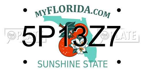 5P13Z7 Florida License Plate