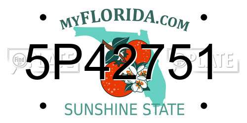 5P42751 Florida License Plate