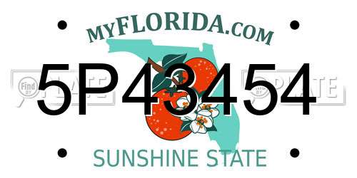 5P43454 Florida License Plate