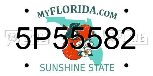 5P55582 Florida License Plate
