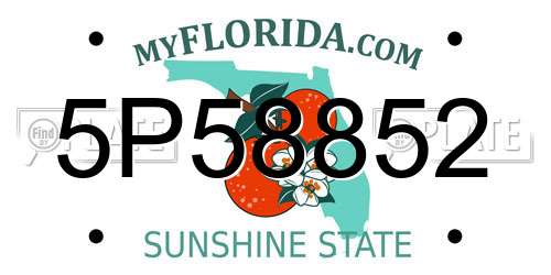 5P58852 Florida License Plate