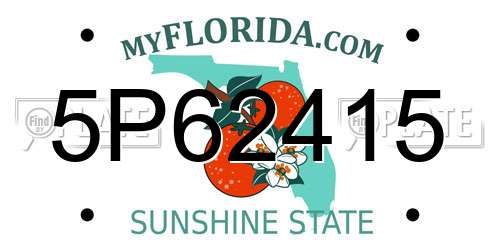 5P62415 Florida License Plate