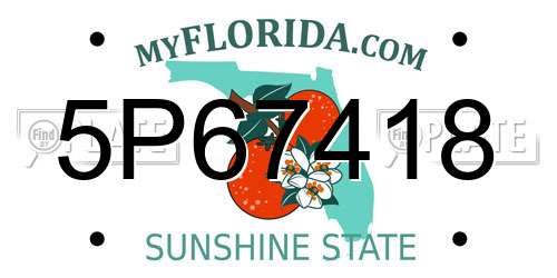 5P67418 Florida License Plate