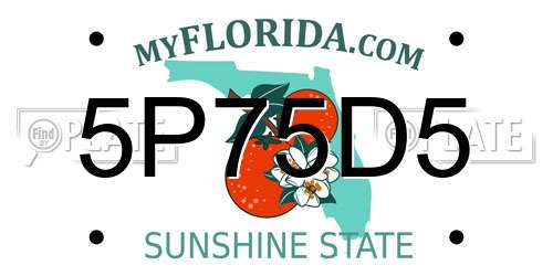 5P75D5 Florida License Plate